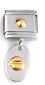 Zoppini hanger schroef op plaat

Metaal     : staal / 18 karaat goud
Kleur       : geel goud,
Maten     : 9 mm
Materiaal : Staal  ,Goud
     